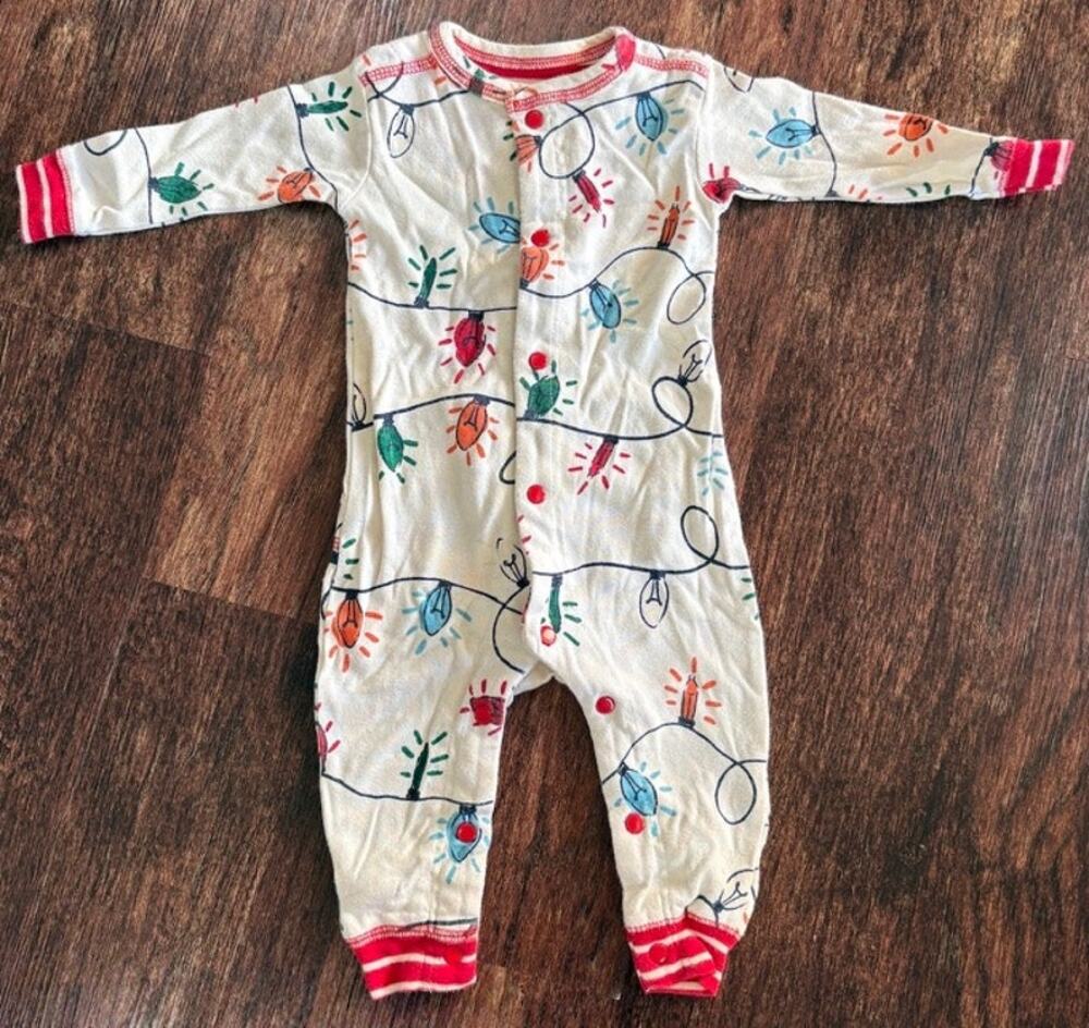 Little Blue House Unisex 3-6M Cream Christmas Lights Zip Sleeper Bum Flap EUC
